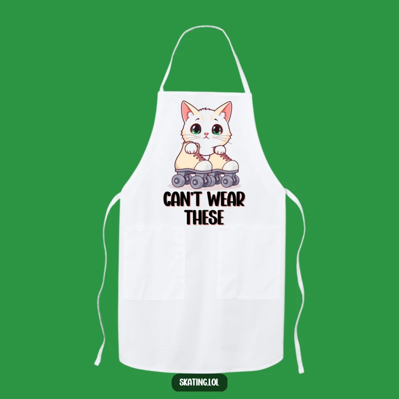 Funny Surprised Cat Roller Skates Apron - Kitchen Humor for Feline Fans