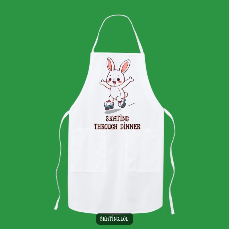 Funny Bunny Roller Skates Apron - Kitchen Fun for Playful Cooks