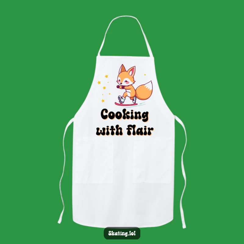 Funny Fox Star Skates Apron: Magical Kitchen Fun for Fox Lovers