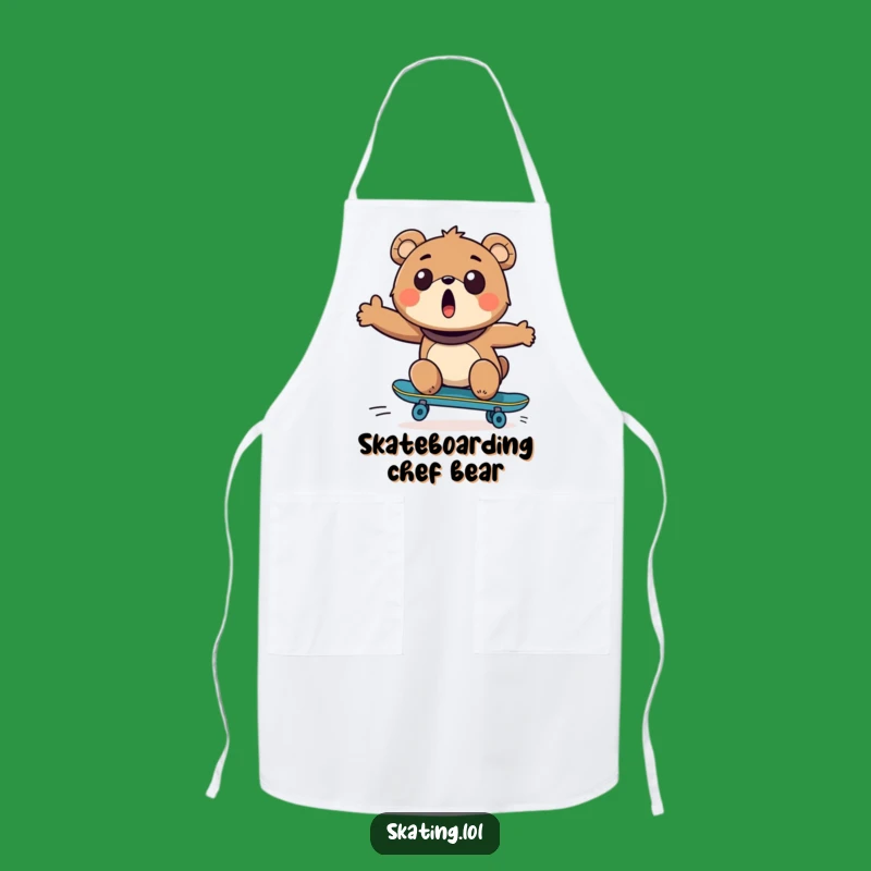 Funny Bear Skateboarder Apron: Cook Up Some Fun in the Kitchen with This Hilarious Design!