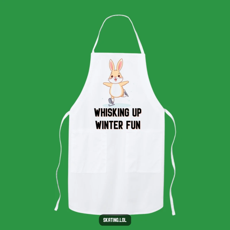 Funny Arctic Hare Apron: Joyful Skating Chef