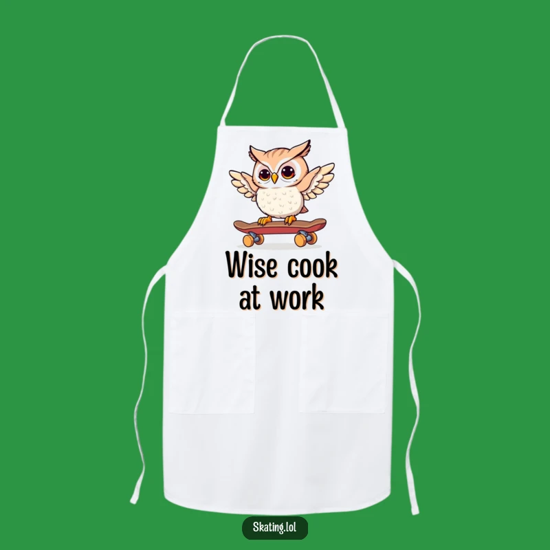 Funny Owl Skateboarder Apron: Cook with Curiosity and Style in This Humorous Kitchen Essential!