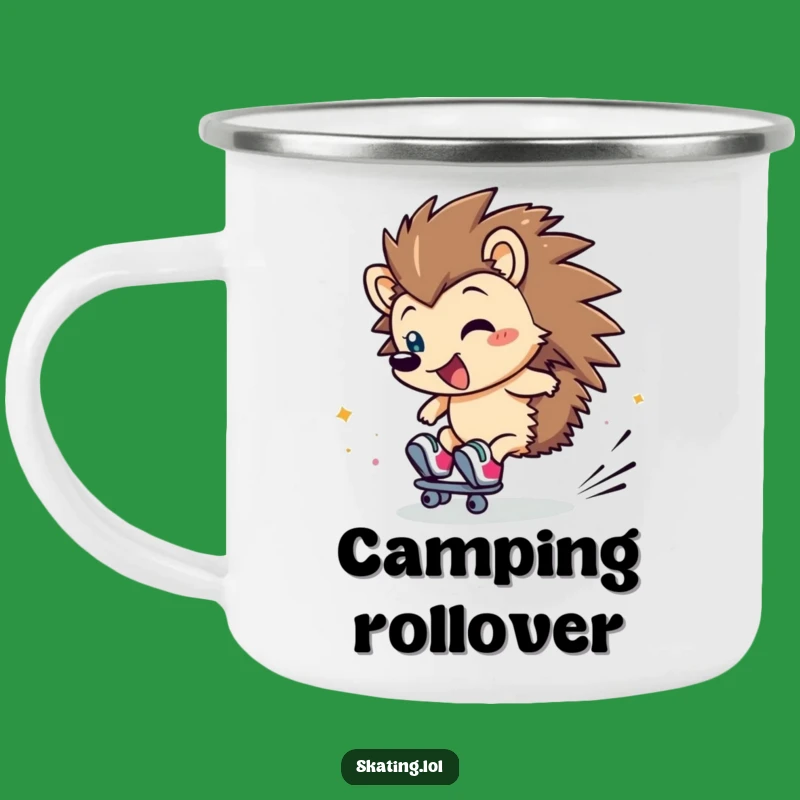 Funny Hedgehog Camping Mug: Enjoy Winter Clumsiness Outdoors with This Hilarious Skater's Cup