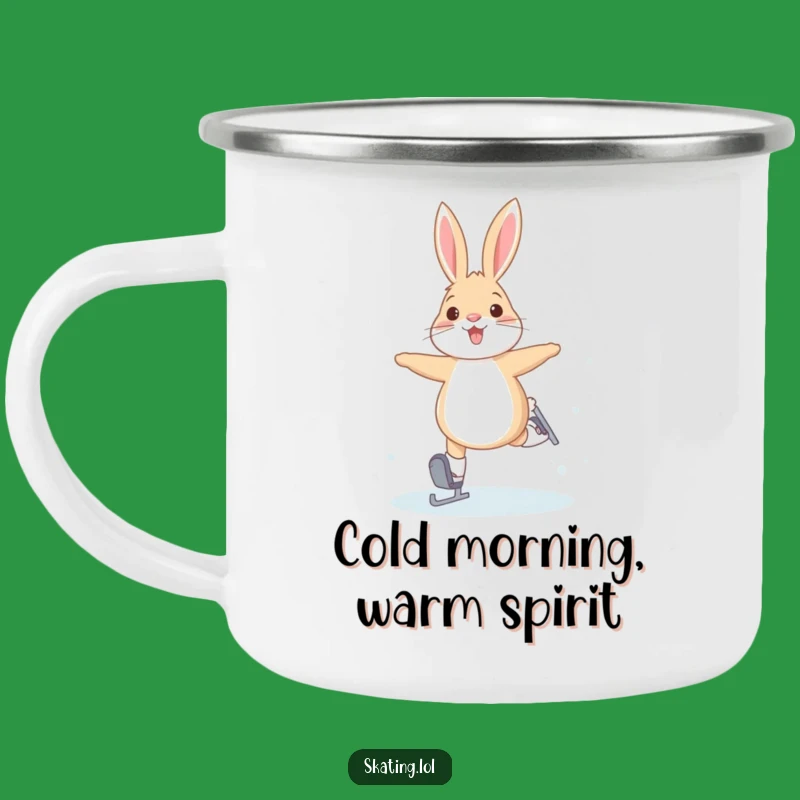 Funny Arctic Hare Camping Mug: Joyful Skating Adventures