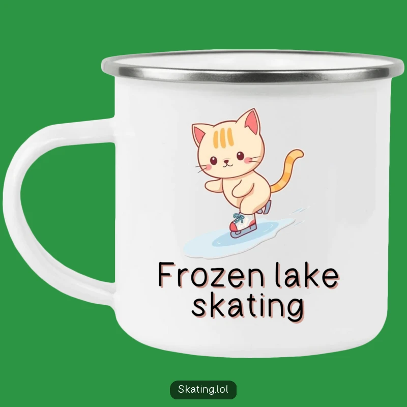 Funny Cat Ice Skating Camping Mug: Glide Through Adventures with Hot Drinks