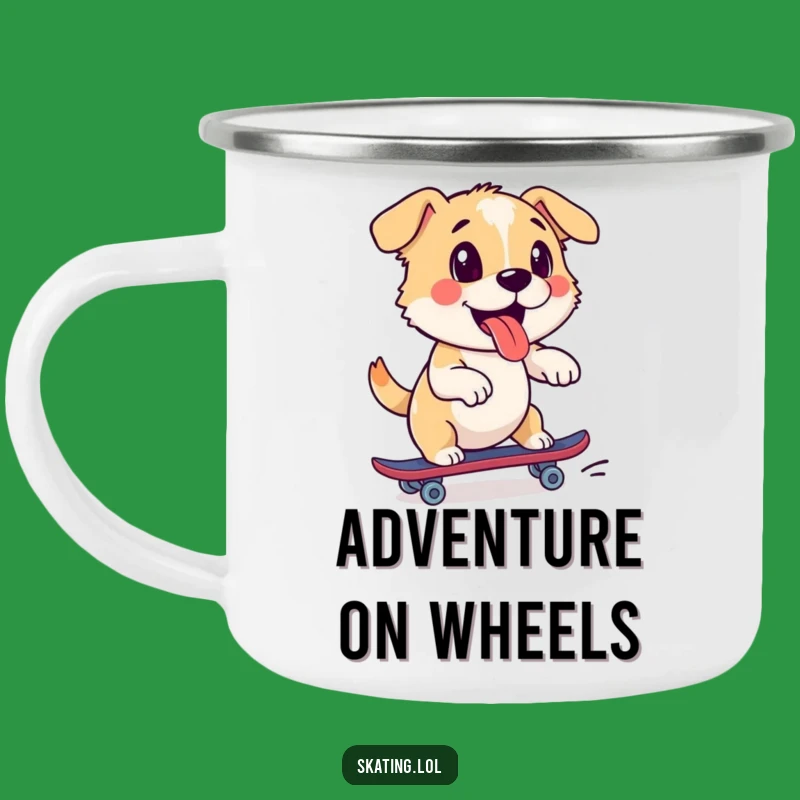 Funny Dog Roller Skate Camping Mug - Outdoor Fun with Energetic Character