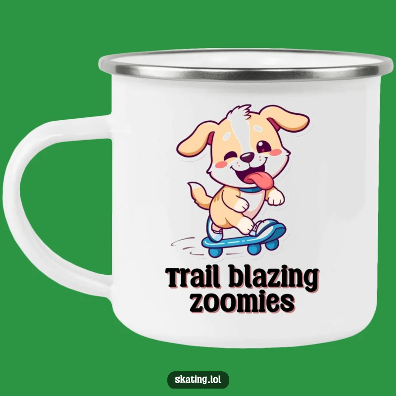 Funny Dog Skater Camping Mug: Adventure Ready Pup, Perfect Funny Gift!