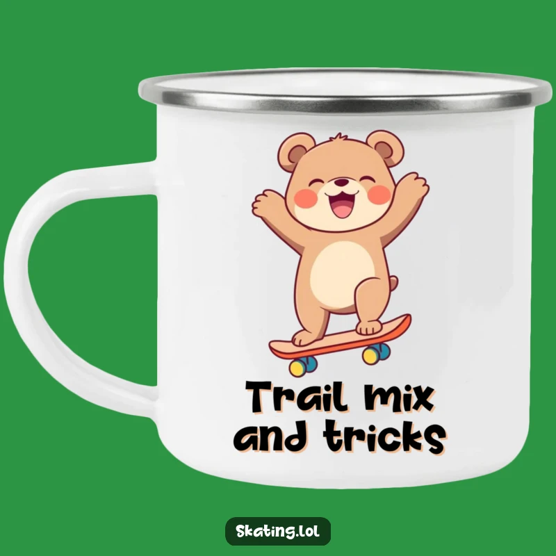 Funny Laughing Bear Skateboarder Camping Mug: Outdoor Hilarious Gift