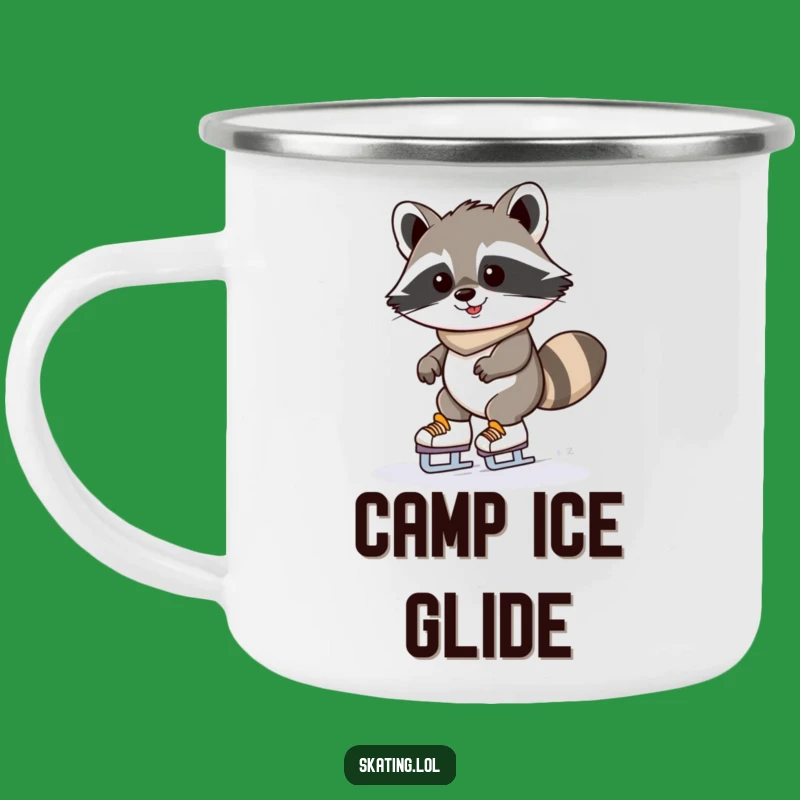Funny Raccoon Ice Skating Camping Mug - Durable Kawaii Character for Adventures