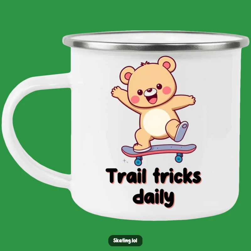 Funny Skateboard Bear Camping Mug: Cheerful Adventure Fuel, Gift