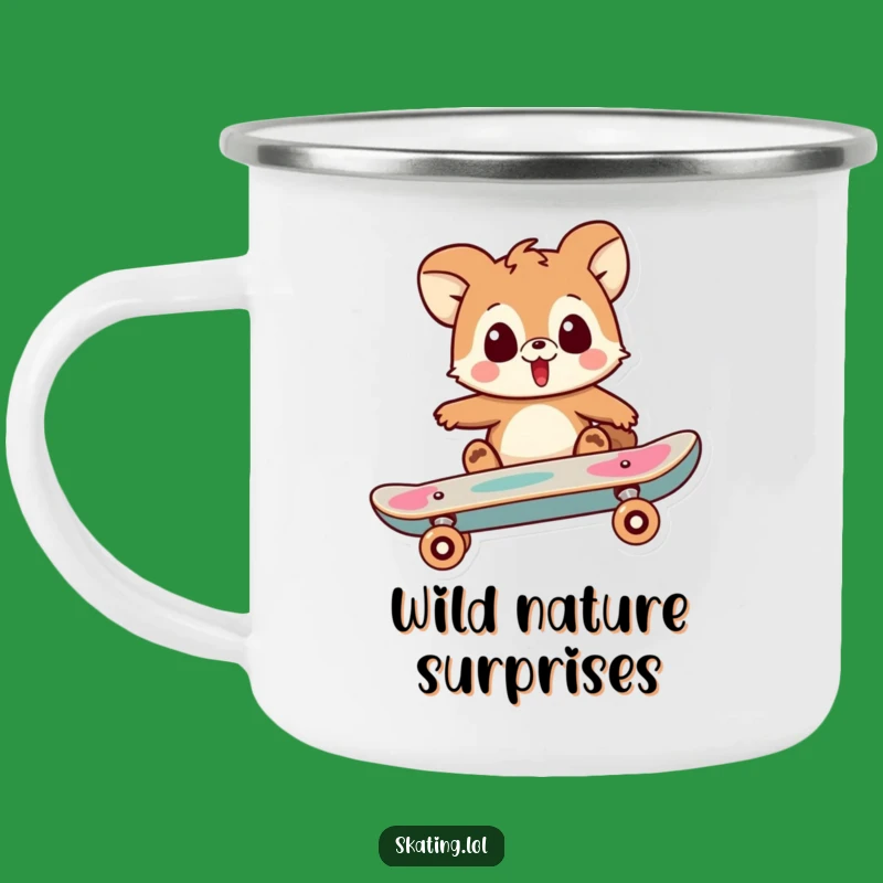 Funny Surprised Skater Animal Camping Mug: Adventures Filled with Hilarious Shock