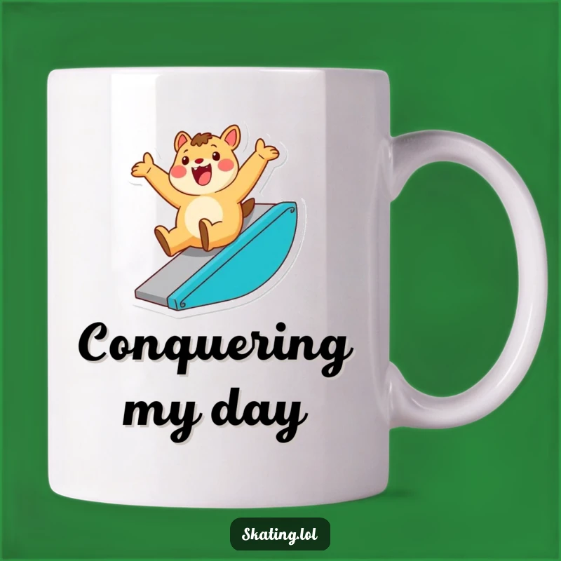 Funny Ramp Rider Animal Mug: Enthusiastic Slide for a Hilarious Gift