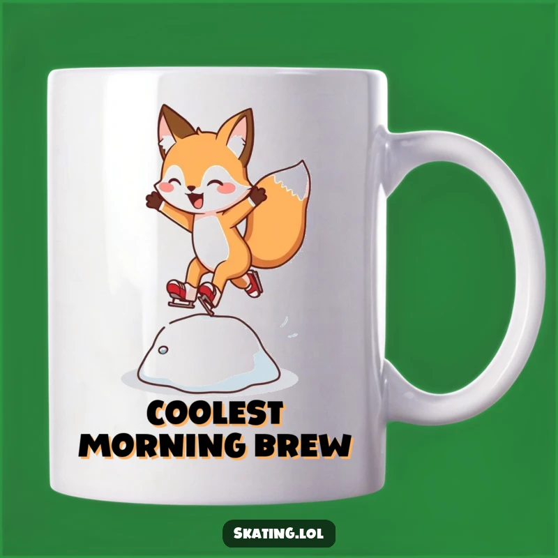 Funny Fox Skating Mug: Leap into Fun with This Cheerful Ice Skating Gift