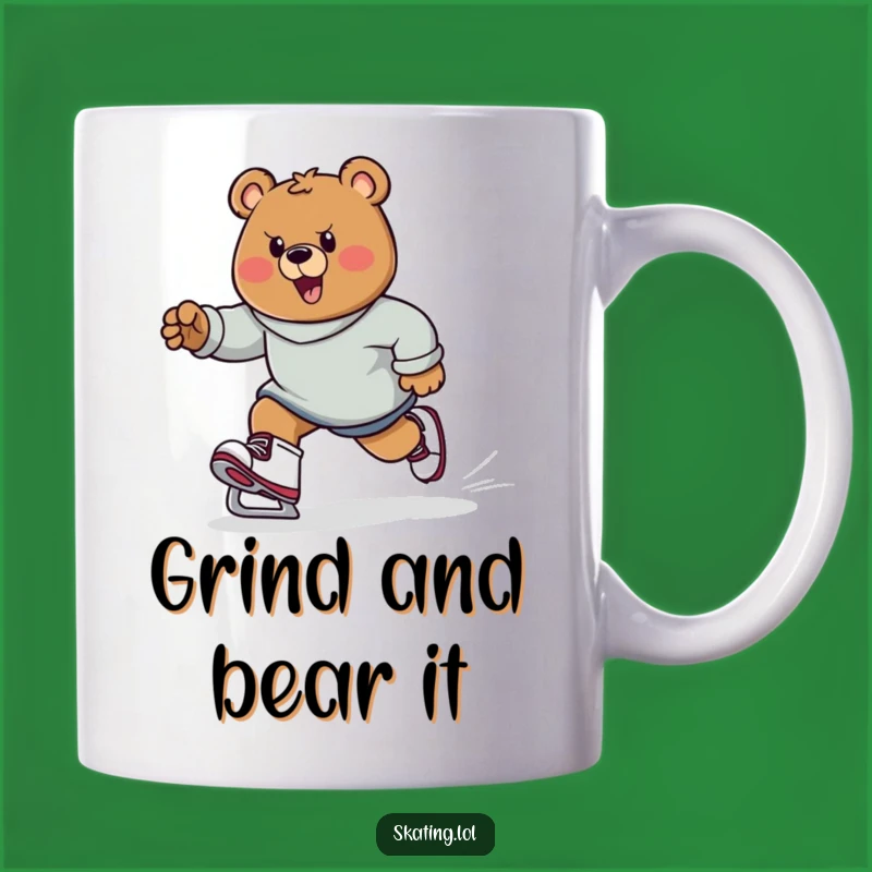 Funny Bear Skater Mug: Determined Bruin Pushing Off, Perfect Funny Gift!