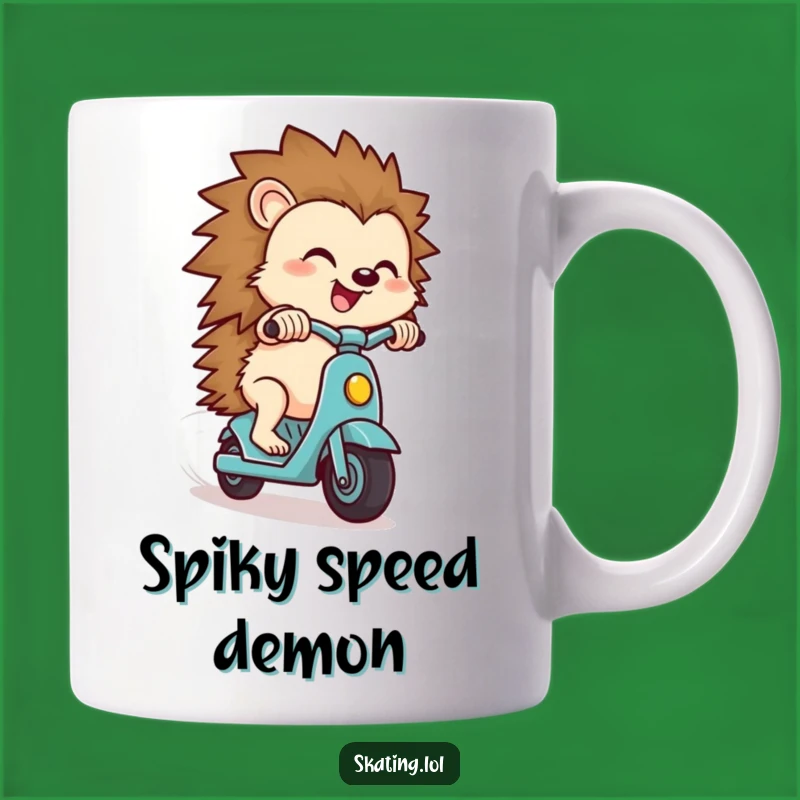 Funny Hedgehog Scooter Mug: Speedy Smiles, Perfect Gift for Fun Lovers