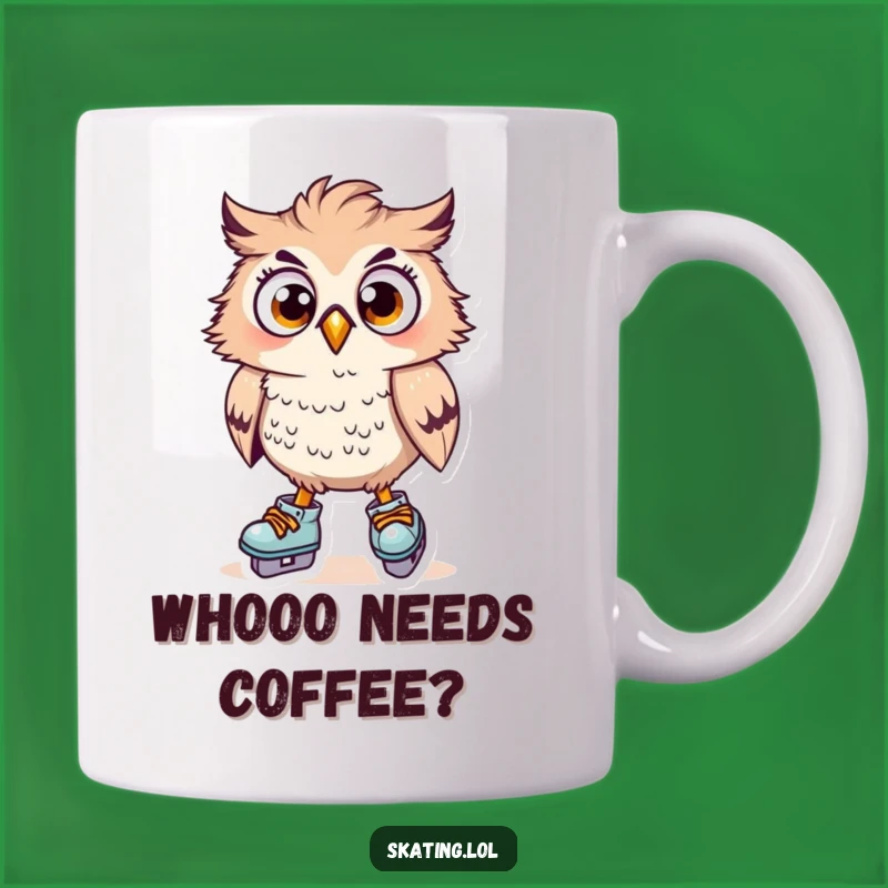 Funny Owl Skater Mug: Surprised Bird Wobbling, Perfect Funny Gift!