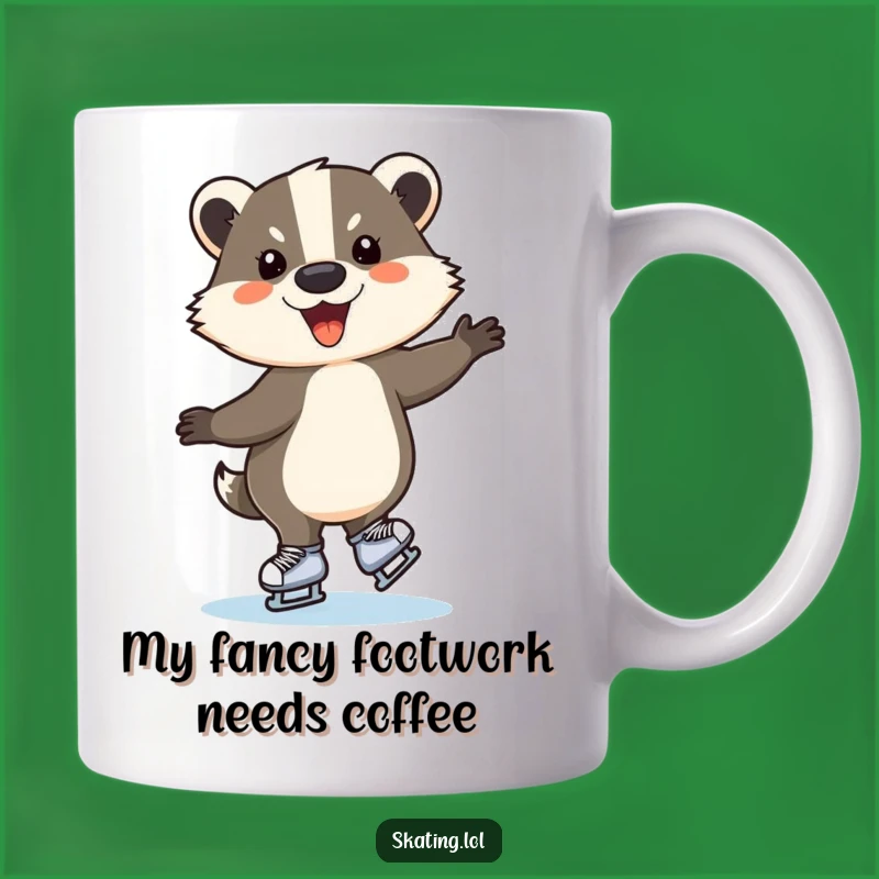 Funny Ice Skating Badger Mug - Hilarious Animal Gift for Skaters