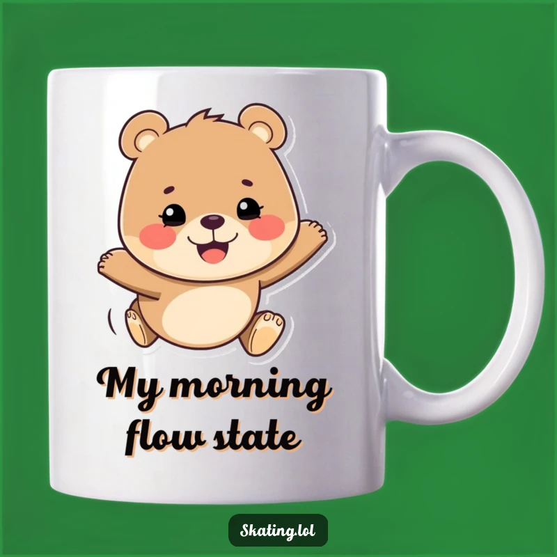 Funny Bear Gliding Mug: Determined Grin, Perfect Cheerful Gift for Skaters