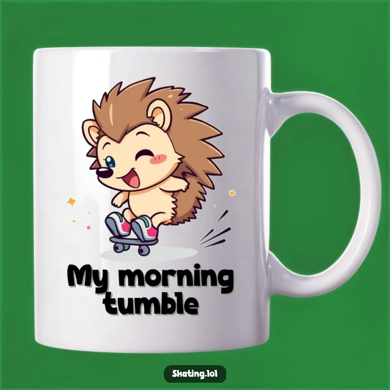 Funny Hedgehog Skating Mug: Roll into Laughter with This Clumsy Ice Gift