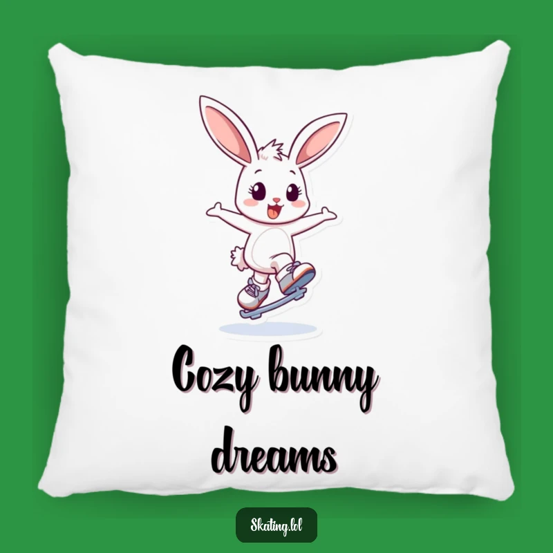 Funny Bunny Ice Skating Pillow: Cozy Comfort with Bouncy Winter Vibes