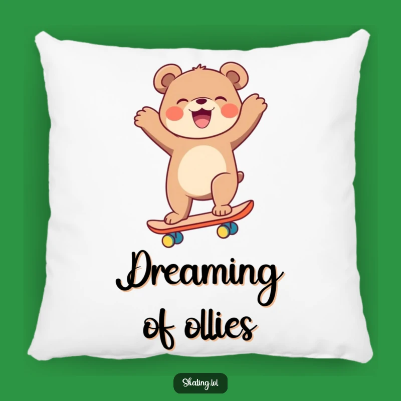Funny Laughing Bear Skateboarder Pillow: Comfy & Hilarious Home Gift