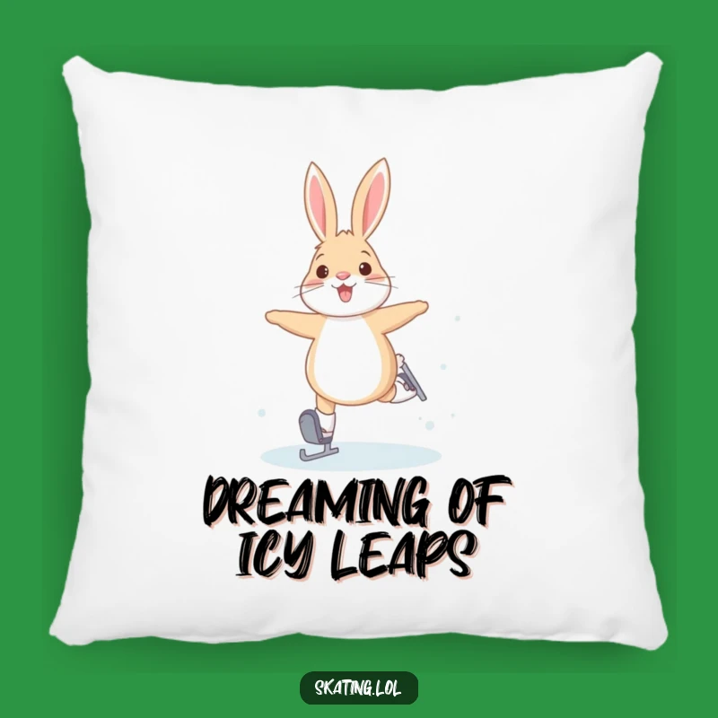 Funny Arctic Hare Pillow: Joyful Skating Comfort