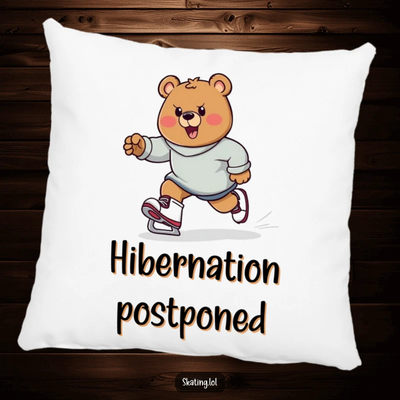 Funny bear character on skates, determined expression, pushing off, soft and cuddly, perfect funny gift.