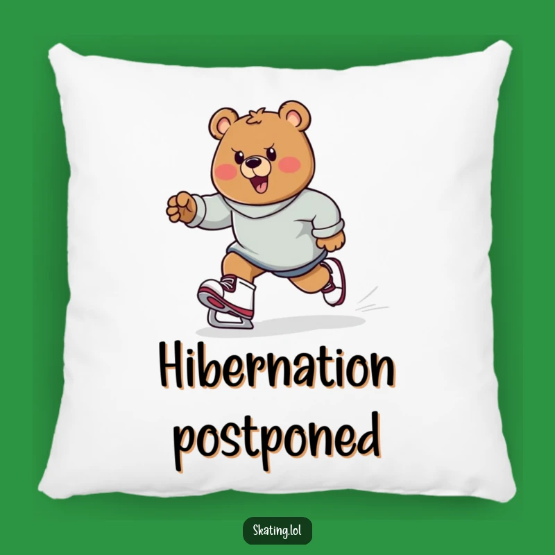 Funny Bear Skater Pillow: Cozy Determined Bruin, Comfy Hilarious Gift!