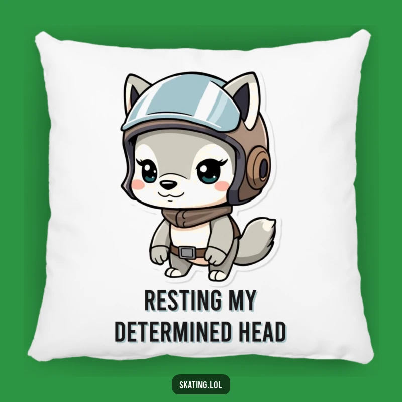 Funny Determined Helmet Animal Pillow: Cozy Humor for a Resolute Rest.