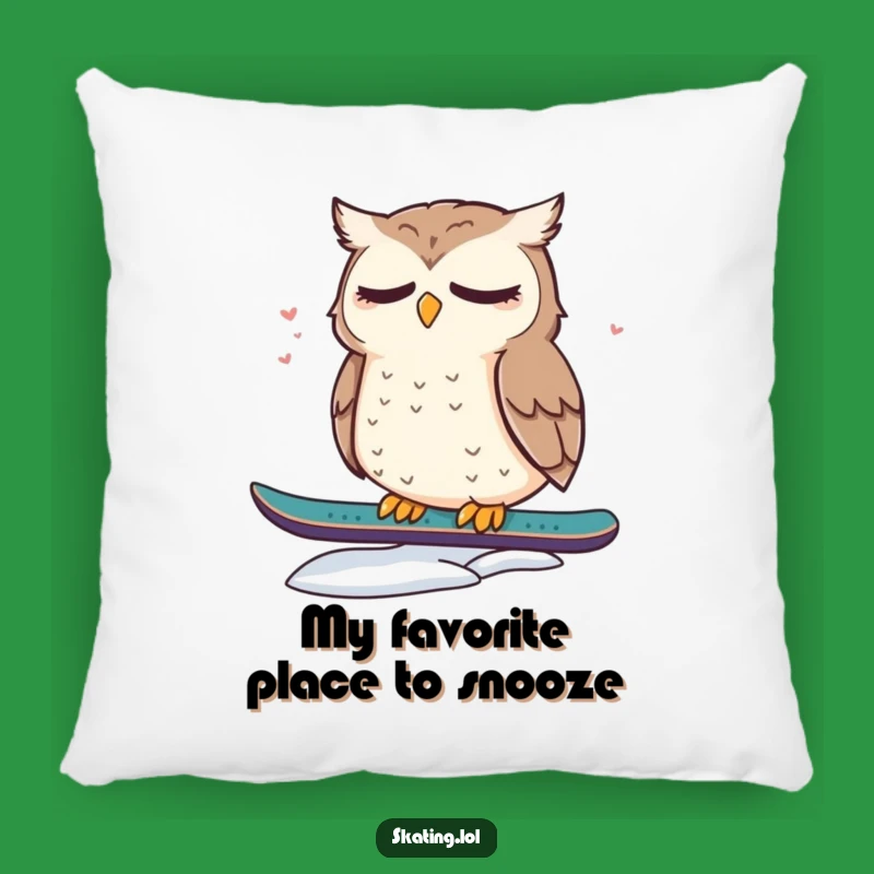 Funny Owl Pillow: Sleepy Snowboarder Comfort