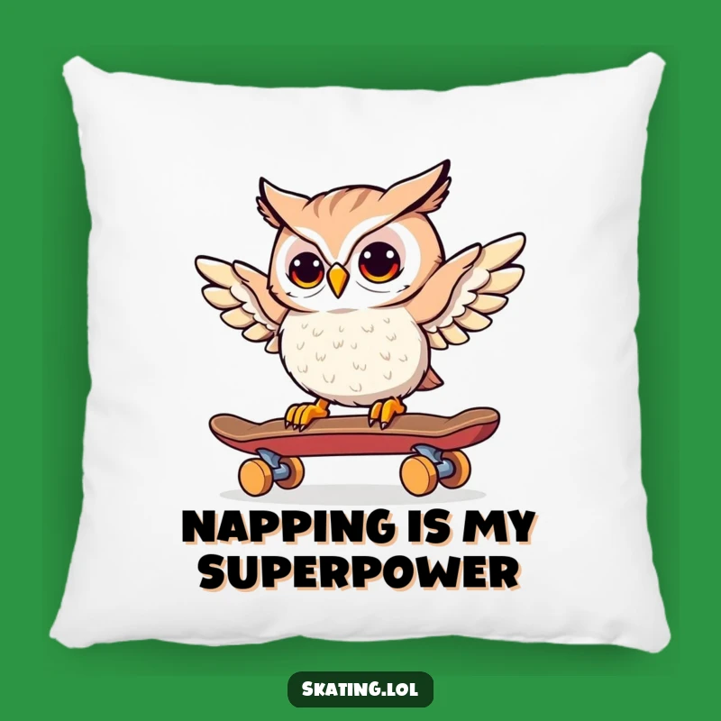 Funny Owl Skateboarder Pillow: Add Wise Comfort and Whimsical Charm to Your Home!