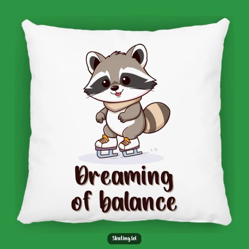 Funny Raccoon Ice Skating Pillow - Soft Kawaii Character Cushion for Comfort