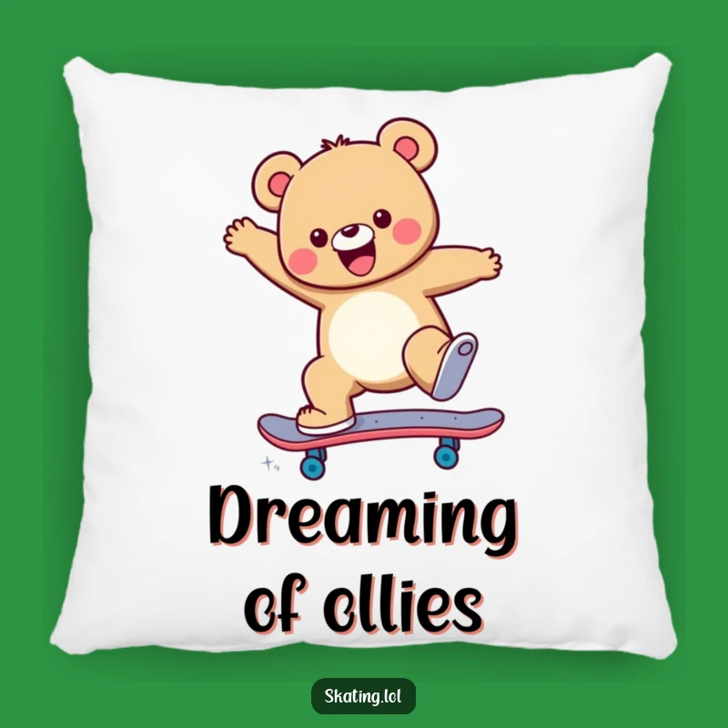 Funny Skateboard Bear Pillow: Cheerful Comfort for Skaters, Gift