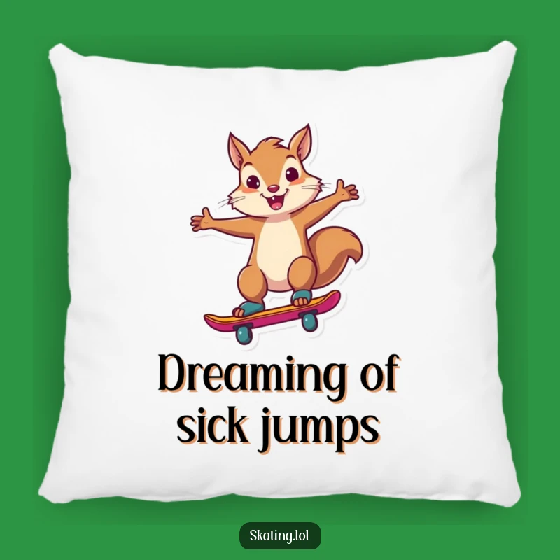 Funny Squirrel Skate Pillow: Comfy Cushion with a Hilarious, Confident Trickster Design