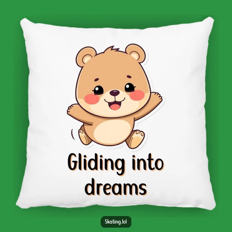 Funny Bear Gliding Pillow: Determined Grin, Cozy & Cheerful Decor Piece
