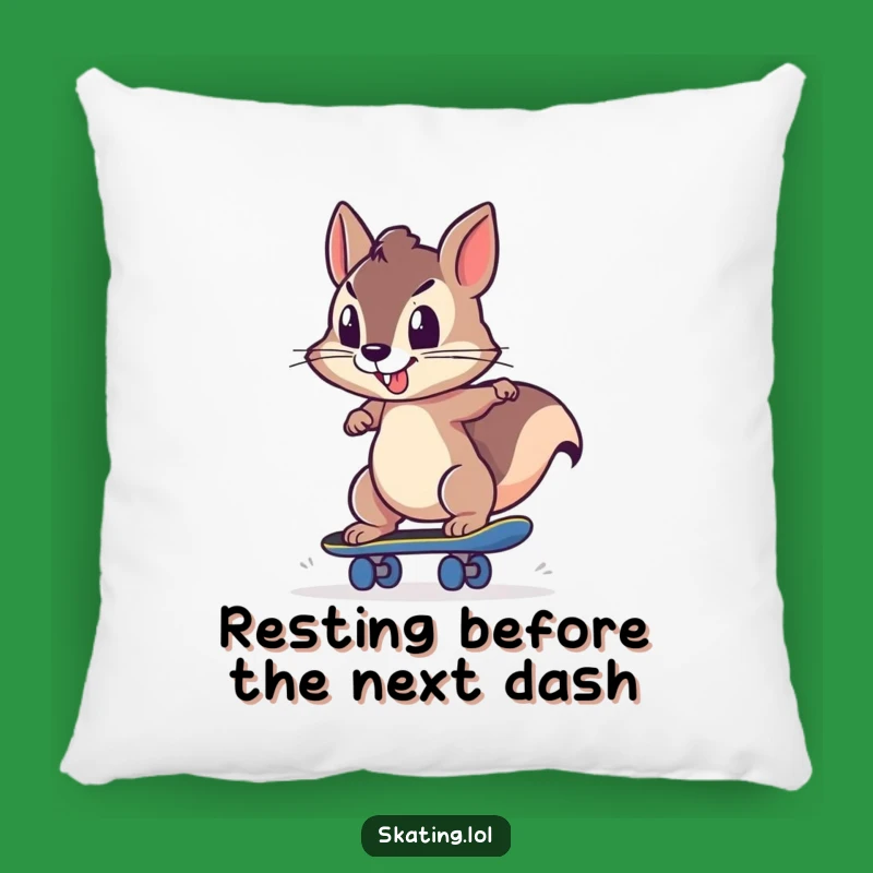 Funny Squirrel Skateboard Pillow: Cozy Determination, Hilarious Comfort Gift