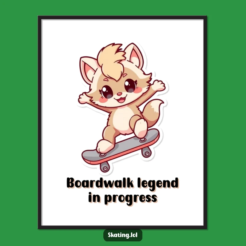 Digital Funny Kickflip Character Print: Instant Funny Gift for Art Lovers