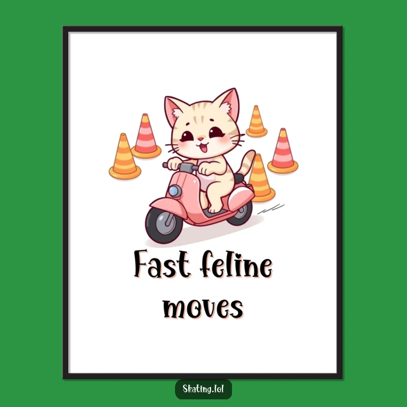 Funny Scooter Cat Digital Art: Playful Weaving Print, Instant Gift