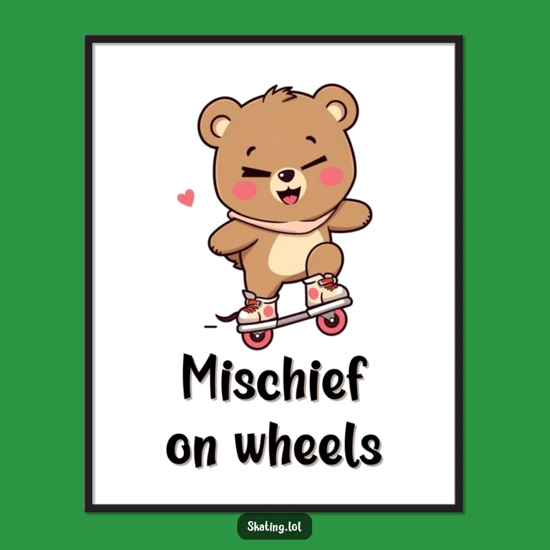 Funny Bear Skate Art Print: Instant Cool, Mischievous Decor, Gift