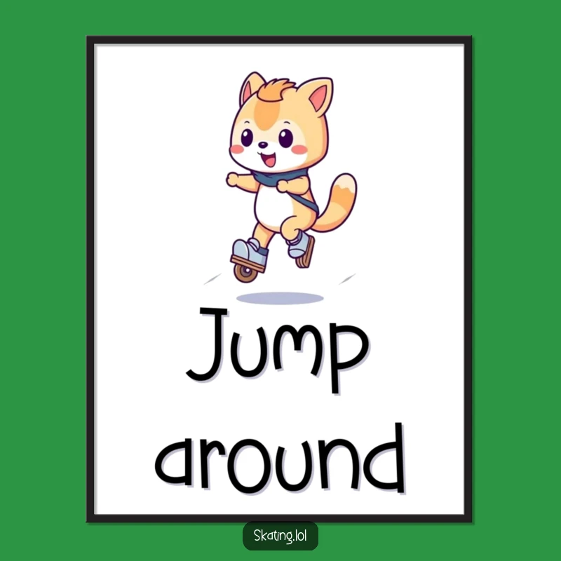 Funny Inline Skate Joy Digital Art - Jumping Character Print, Unique Funny Gift
