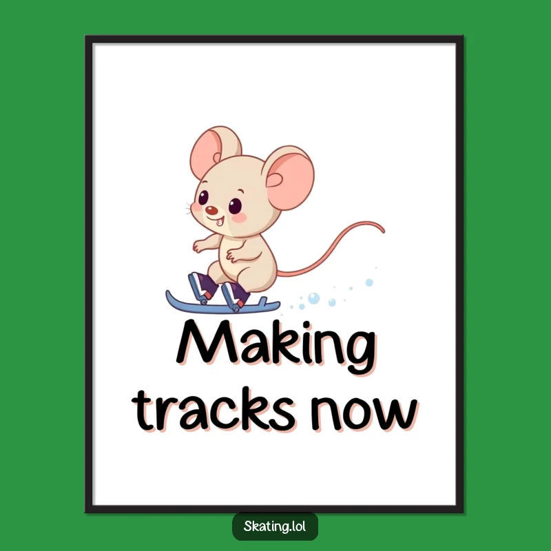 Funny Mouse Digital Art Print: Decorate with Speed and This Hilarious Skating Piece