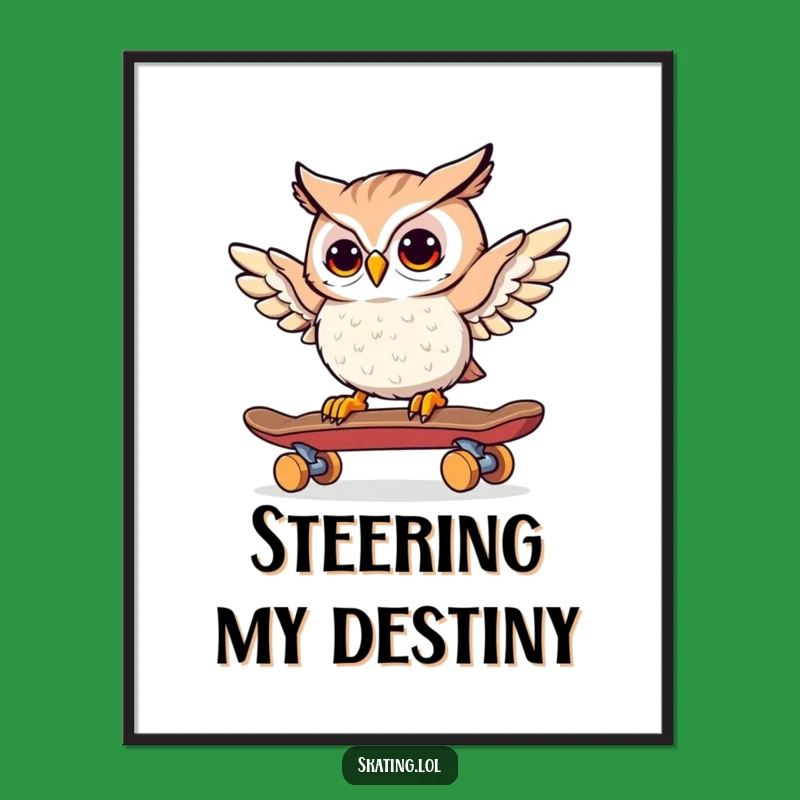 Funny Owl Skateboarder Digital Art Print: Inject Wise Humor and Quirky Charm into Your Space!