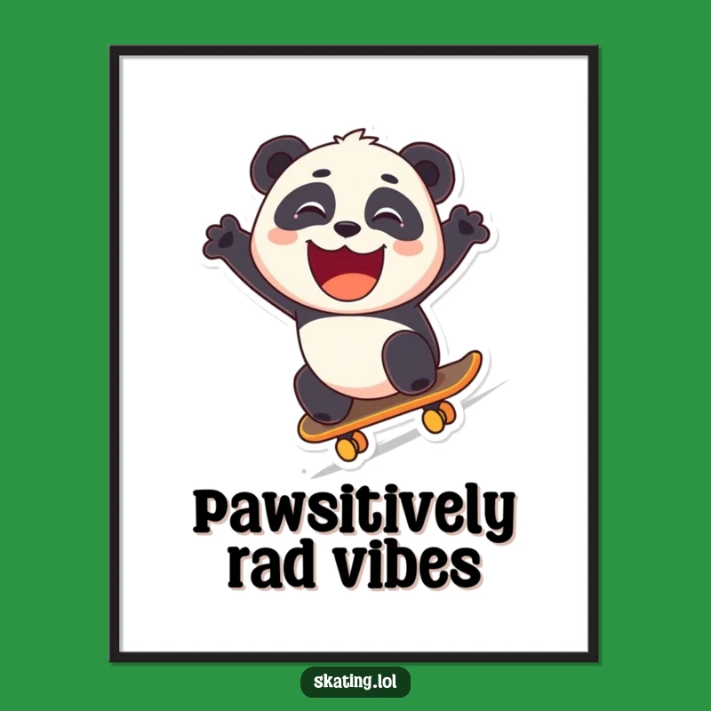 Funny Panda Skate Art: Instant Download Decor, Unique Funny Gift Idea