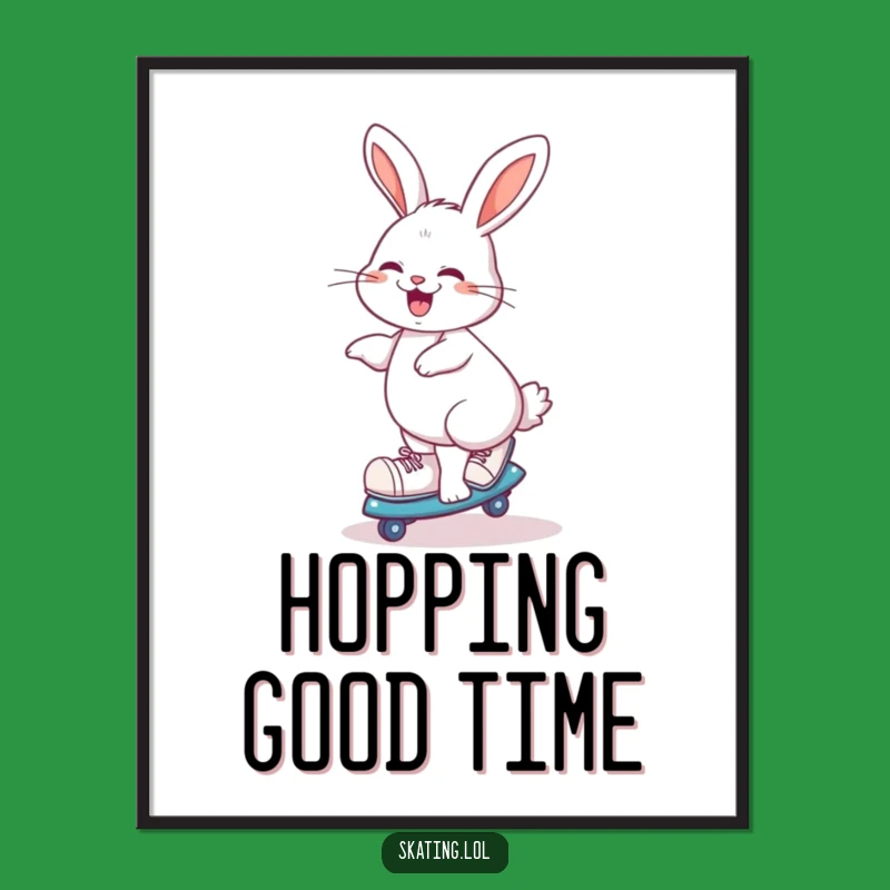 Funny Rabbit Skater Digital Print: Instant Joy For Your Walls!