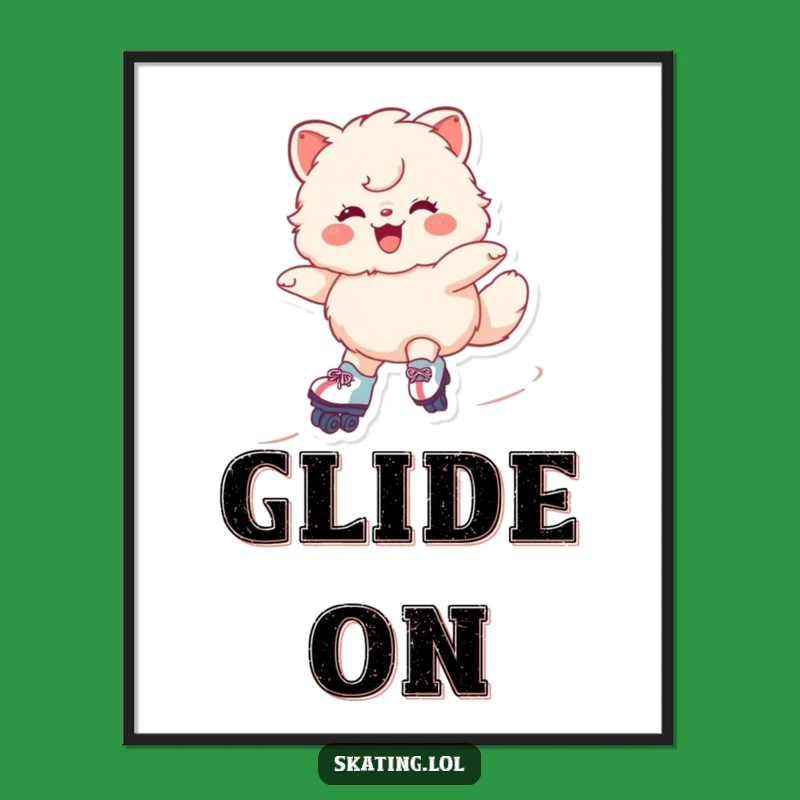 Funny Roller Skate Dreams Digital Art - Gliding Character Print, Unique Funny Gift