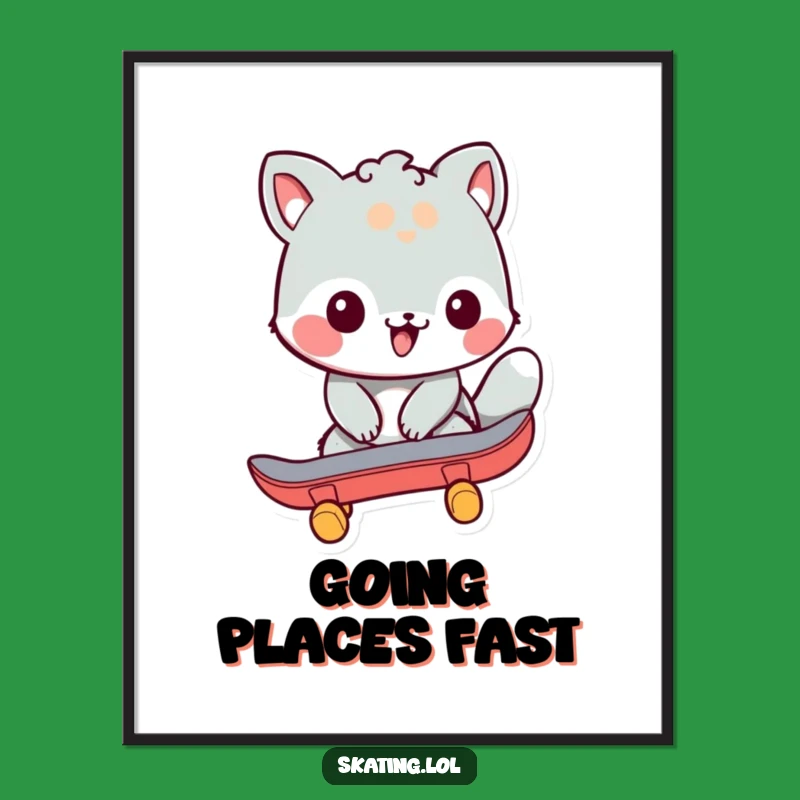 Funny Skate Push Digital Art - Humorous Animal Print for Skater Decor