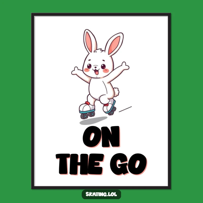 Funny Bunny Roller Skates Digital Art - Printable Joyful Gliding Decor