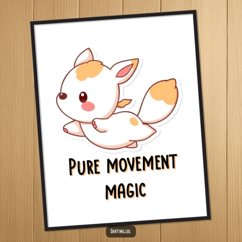 Funny digital art print of a bouncing animal character gliding gracefully, bringing elegant humor and artistic flair to any space.