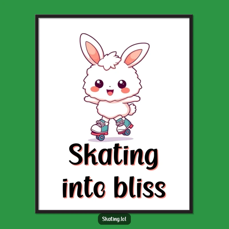 Funny Bunny Roller Skates Digital Print: Joyful Wall Art for Bunny Fans