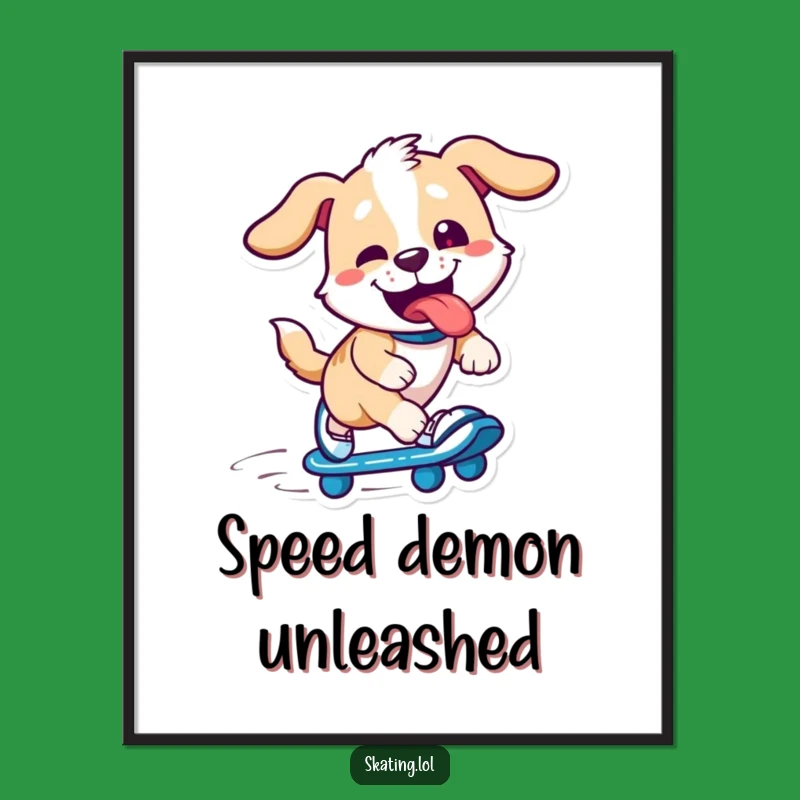 Funny Dog Skater Digital Art: Instant Joyful Pup Speeding, Printable Funny Gift!